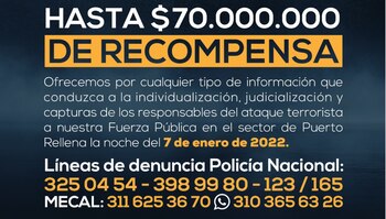 Anuncio de recompensa por el