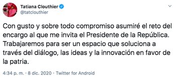 Tatiana Clouthier dijo que trabajará