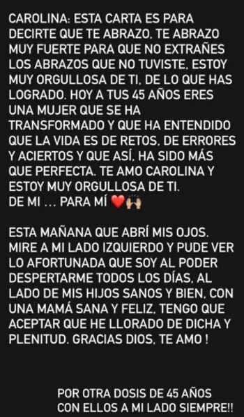 Mensaje Carolina Cruz