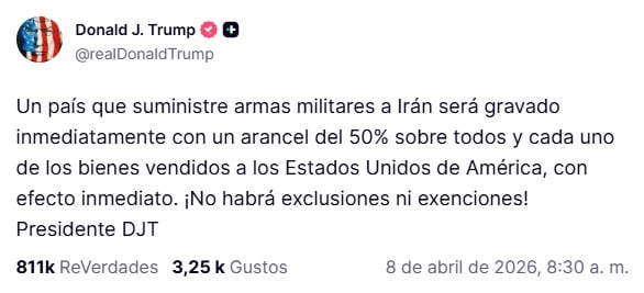 (Captura de pantalla/Truth Social)