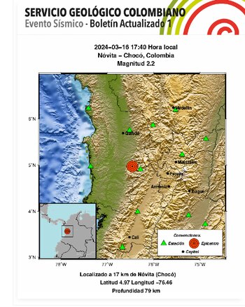 Sismo en Nóvita, Chocó -
