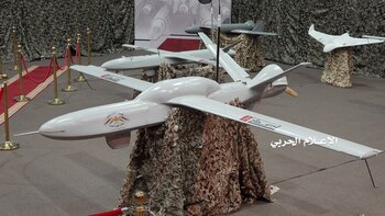 Drones exhibido por los hutíes, apoyados por el régimen persa