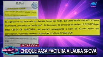 Magaly revela el contenido de cartas notariales enviadas a Laura Spoya por accidente, deudas y presunto incumplimiento de contrato.