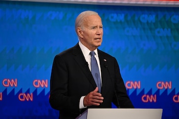 El presidente de Estados Unidos, Joe Biden, durante el debate de la cadena CNN (EFE/Will Lanzoni)