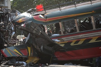 Accidentes de tránsito por el transporte público y pesado en Guatemala.