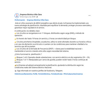 Uno de los comunicados de