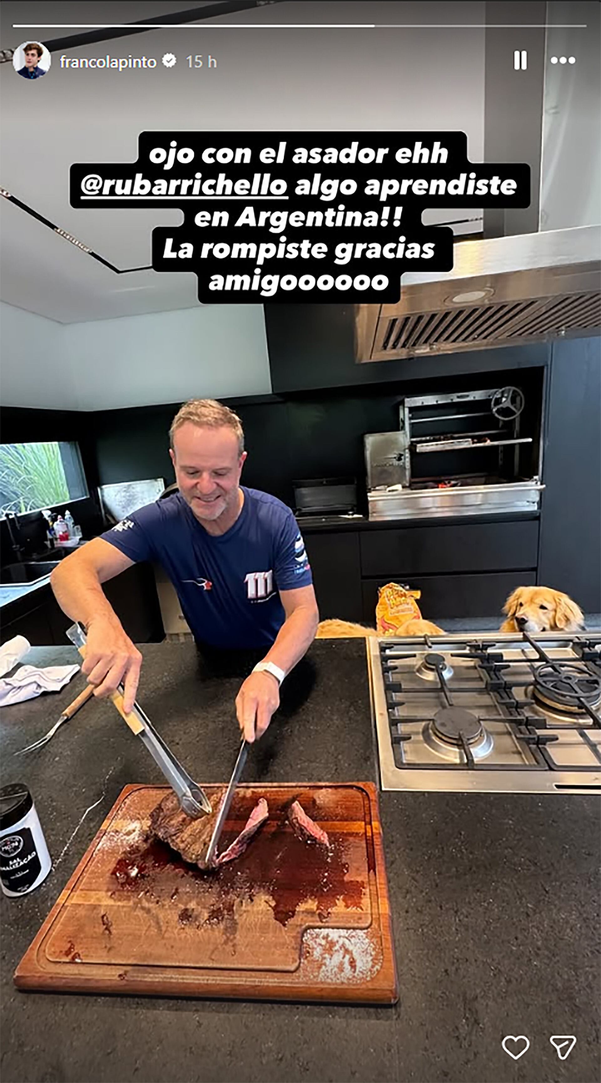 Franco Colapinto le agradeció a Rubens Barrichello la invitación a comer un asado en su casa en Interlagos