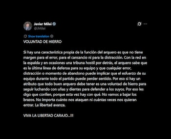 La reflexión de Milei con la que relacionó el rol del arquero y el temple para ejercer la presidencia