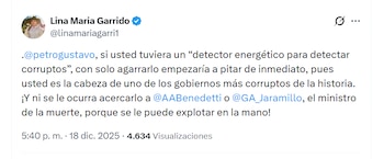 Lina María reaccionó enérgicamente contra