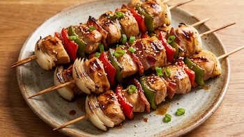 Receta de brochette de pollo con salsa teriyaki, rápida y fácil