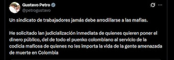 Gustavo Petro - crédito @petrogustavo/X