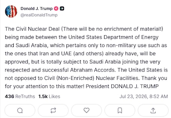 El mensaje de Donald Trump en su red Truth Social