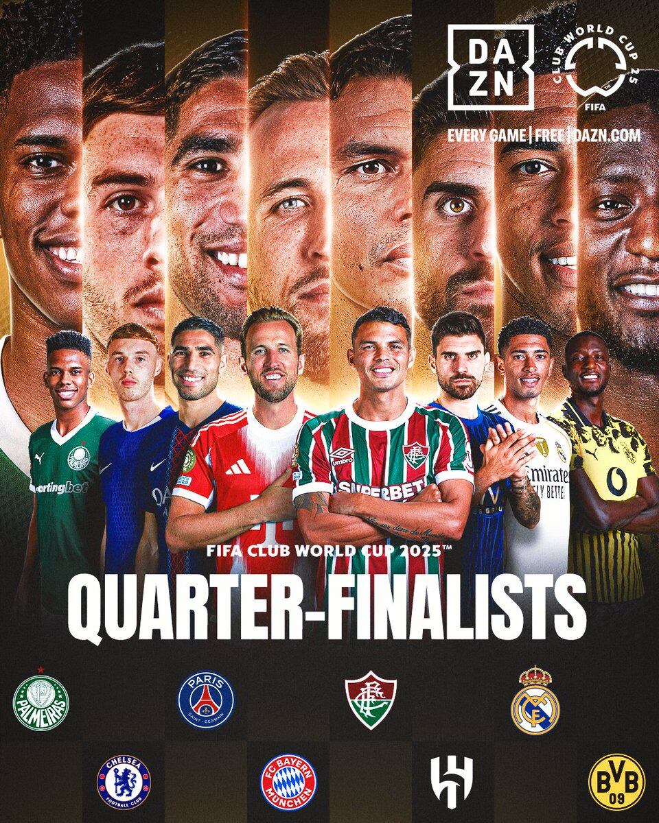 Con el cuadro de los cuartos de final, en la competencia solo quedaron dos clubes sudamericanos en el Mundial de Clubes: Palmeiras y Fluminense - crédito @fifaworldcup_es / X