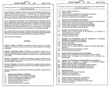 Estructura del Ministerio de la Igualdad