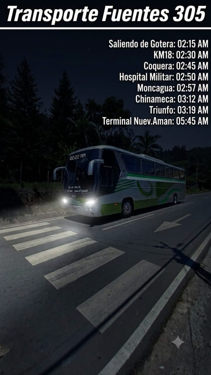 El primer servicio de la madrugada sale a las 2:15 am desde San Francisco Gotera y arriba a San Salvador a las 5:30 am. (Foto: Ruta 305)