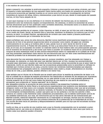 Imelda Tuñón emitió un comunicado