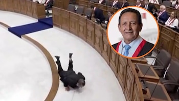 Absalón Vásquez sufre dura caída antes de su juramentación como senador