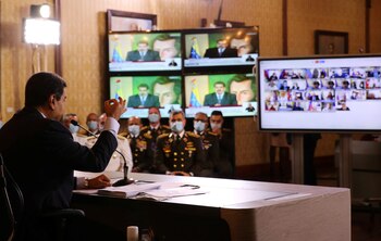 Maduro en videoconferencia (Miraflores Palace/Handout