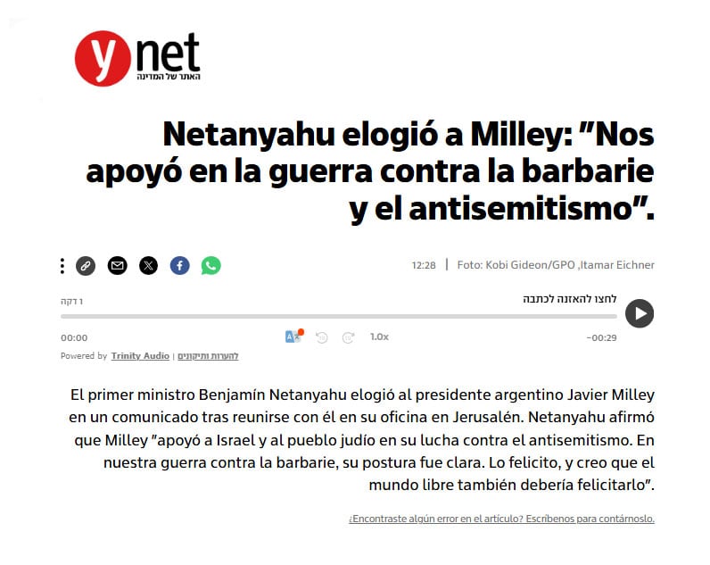 Netanyahu y Milei reiteraron el compromiso de ambos gobiernos en la lucha contra el antisemitismo y la promoción de la seguridad internacional