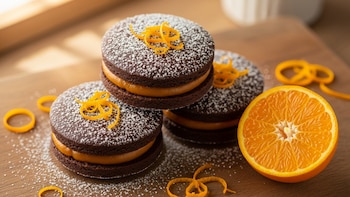 Receta de alfajores de chocolate y naranja, rápida y fácil