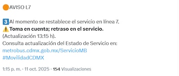 Restablecen servicio en la Línea