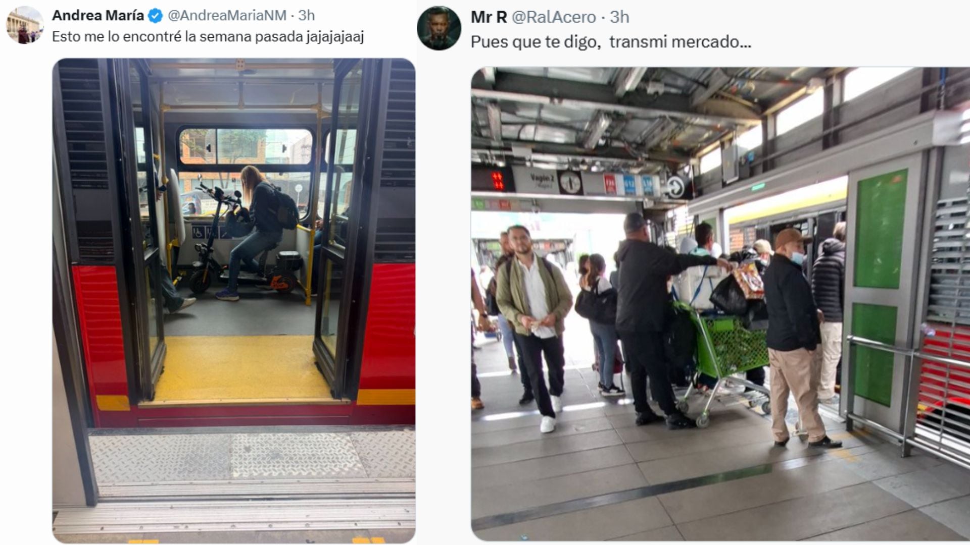 Internautas compartieron imágenes de otros pasajeros que transportaban bicicletas eléctricas, carros de mercado y colchones en el sistema. - crédito X