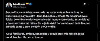 Iván Duque - crédito @IvanDuque/X