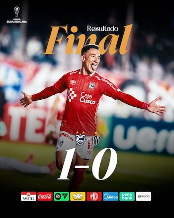 Con gol de Neri Bandiera, Cienciano derrotó a Atlético Mineiro y se consolidó en el liderato del Grupo B de la Copa Sudamericana. Crédito: X Cienciano.