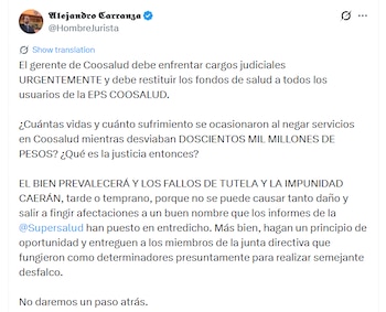 La defensa del presidente Gustavo Petro rechazó la orden de rectificación en el caso Coosalud y anunció que no modificará su posición - crédito @HombreJurista/X
