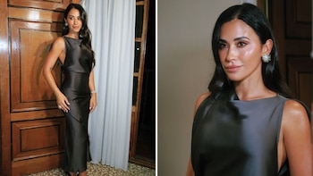 Antonela Roccuzzo deslumbró con un vestido que combinó sobriedad y sensualidad