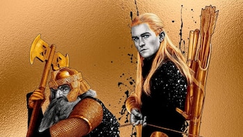 Orlando Bloom y John Rhys-Davies