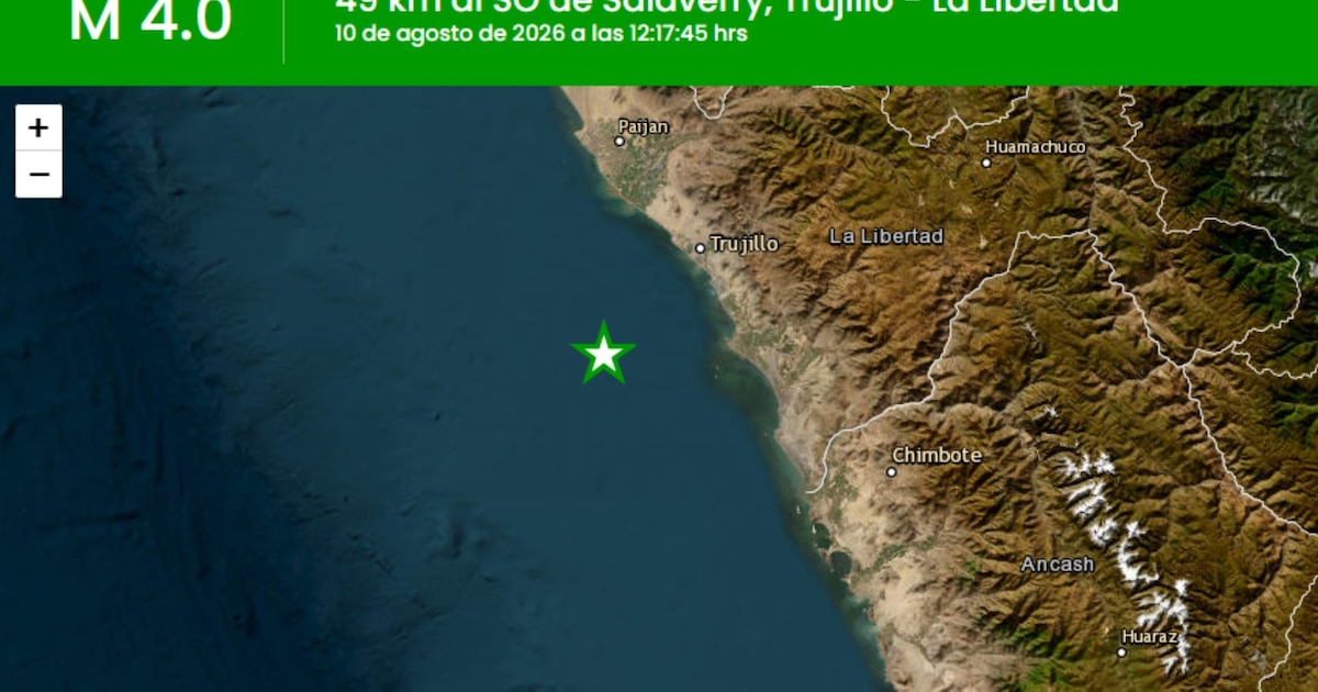 Temblor hoy en Perú: Sismo en Trujillo este lunes 10 de agosto, epicentro y reporte del IGP