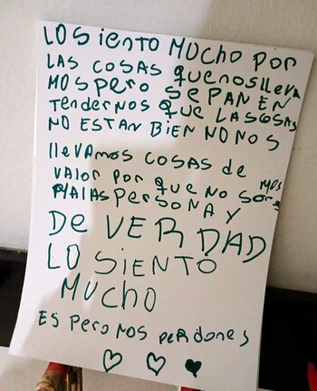 La nota que hallaron en