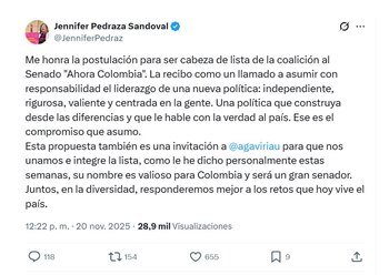 Con este mensaje, la representante