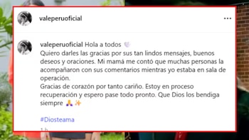 Valentina Carmona agradeceu as mensagens