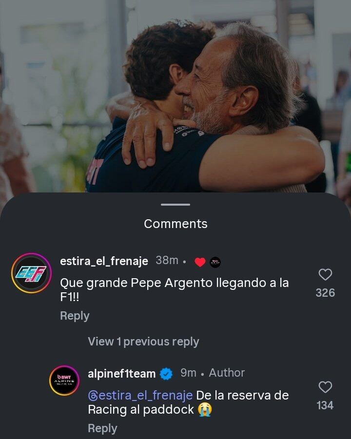 Más interacciones de Alpine con Francella (@alpinef1team)