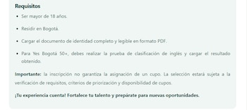 Requisitos para participar en el nuevo programa de la Alcaldía, orientado a mayores de 50 años - crédito Secretaría Desarrollo Económico