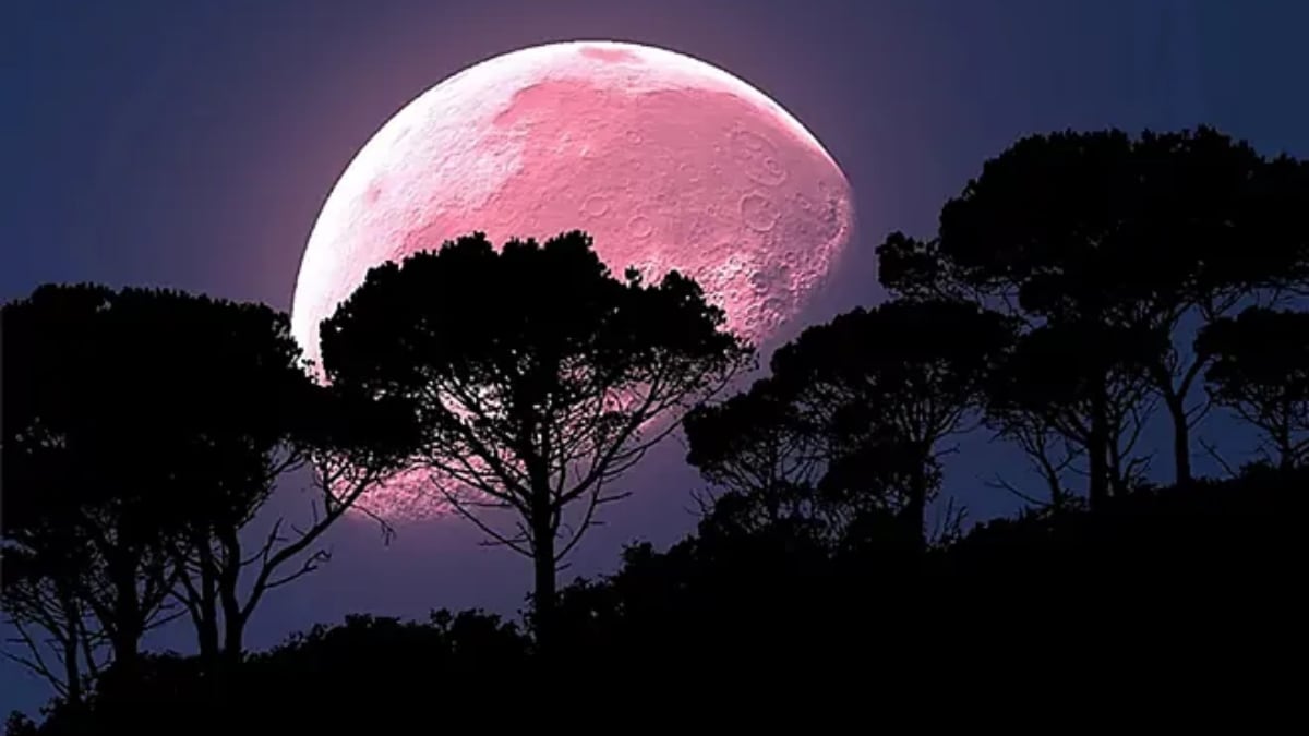 En Argentina la Luna Rosa mantiene su tonalidad blanca, aunque puede mostrar matices anaranjados cerca del horizonte (PxHere)
