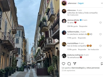 Con nuevo look, Ailén Cova disfruta de paseos en Italia junto a Alexis Mac Allister (Instagram)