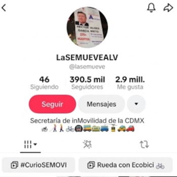 La cuenta de TikTok de la Semovi fue intervenida y se modificó su nombre de usuario. Crédito: captura