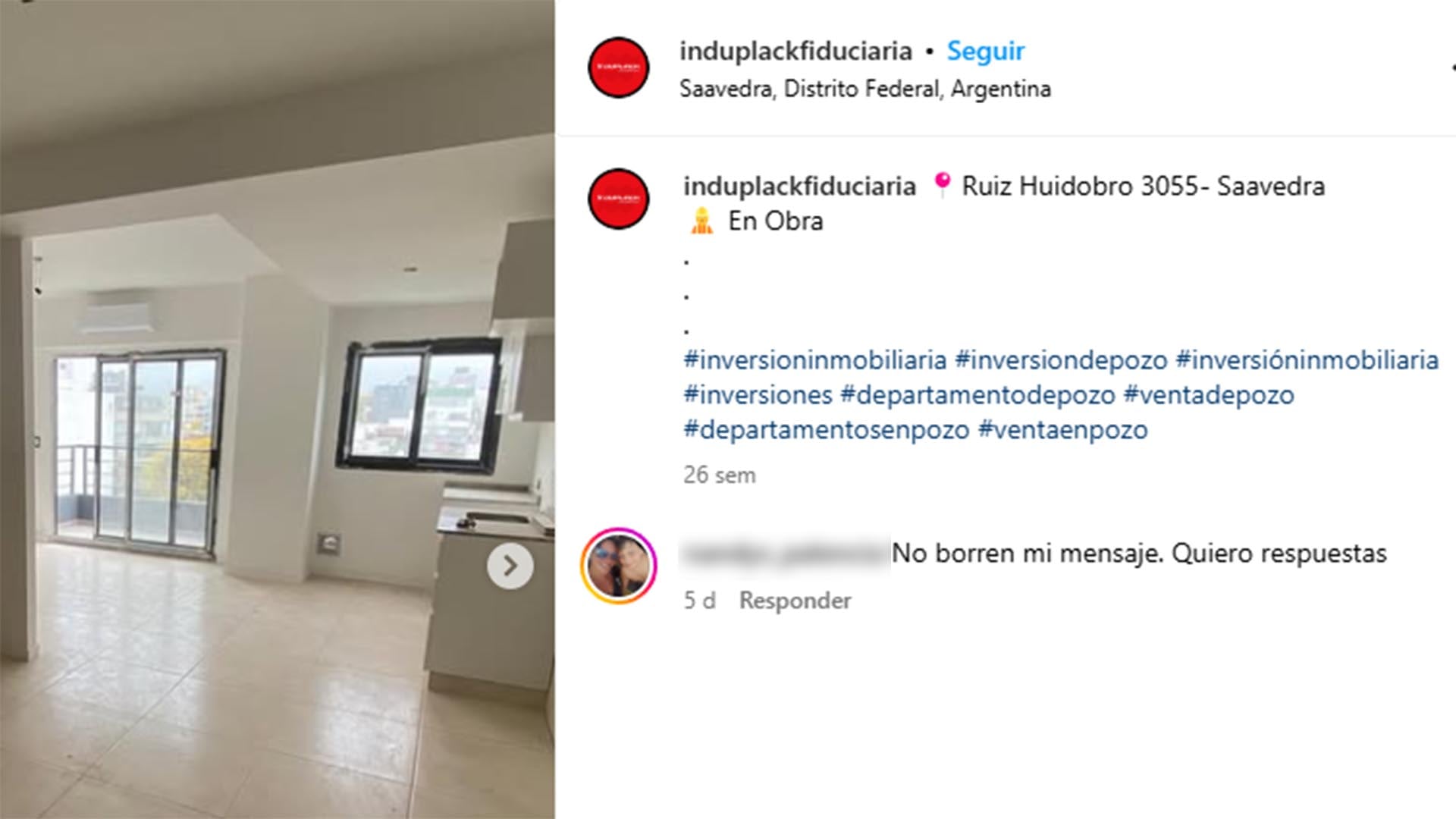 Un posteo del Instagram de Induplack, hoy desierto