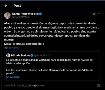 Daniel Rojas reaccionó a la