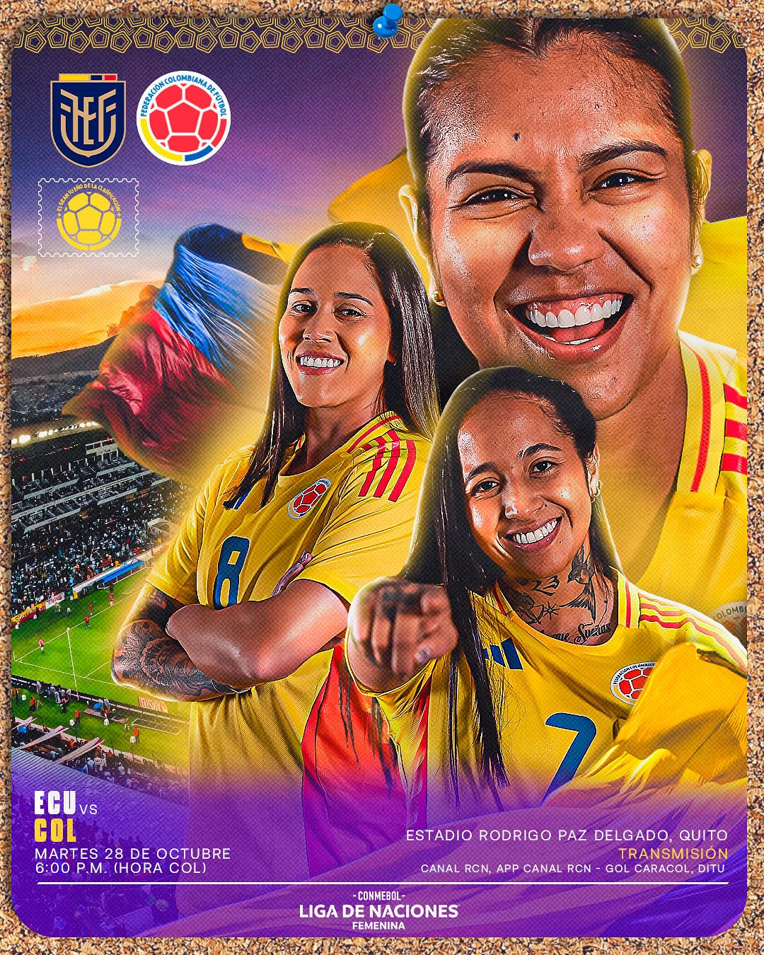 Afiche del partido de la selección Colombia vs. Ecuador - crédito FCF
