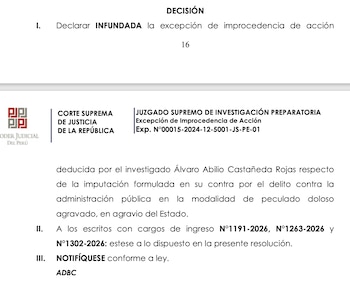 PJ rechaza archivar investigación contra presunto cómplice de Patricia Benavides