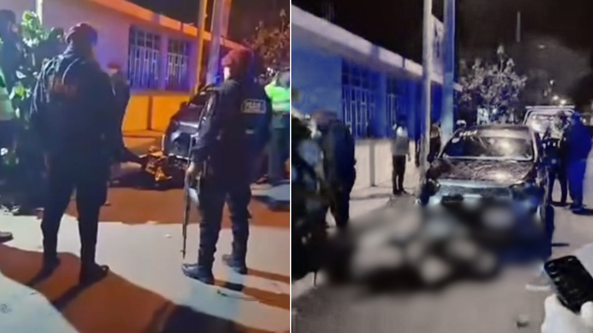 El ataque armado ocurrió frente a una cevichería de la zona, donde los delincuentes dispararon de manera directa y precisa contra los taxistas y el ex policía. Foto: Composición Infobae Perú