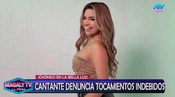 Naldy Saldaña, excantante de La Bella Luz acusa a director musical de besarla a la fuerza: caso ya está en Fiscalía. Captura: Magaly TV La Firme.