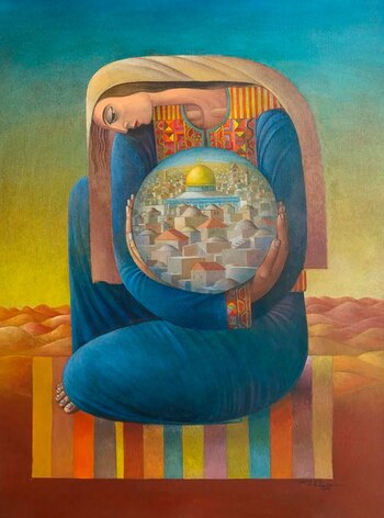 "Mujer abrazando Jerusalén" (1979), de