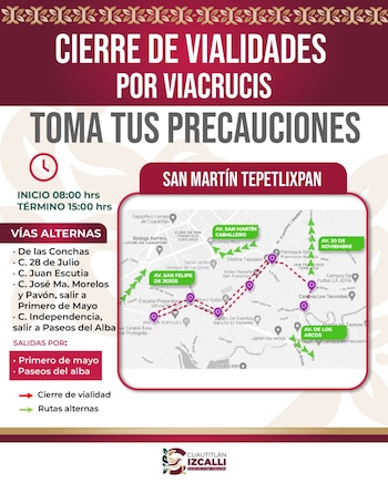 Cierre Vial Cuautitlán Izcalli Edomex Semana Santa
