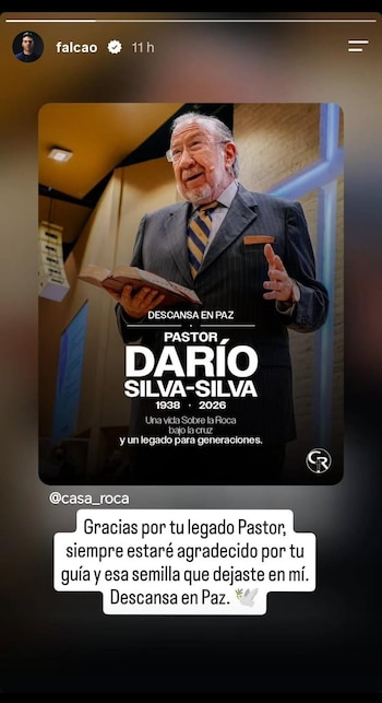 El jugador colombiano dedicó un mensaje al fallecido pastor cristiano - crédito @falcao/Instagram