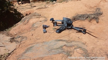 Dron cargado con explosivos cayó